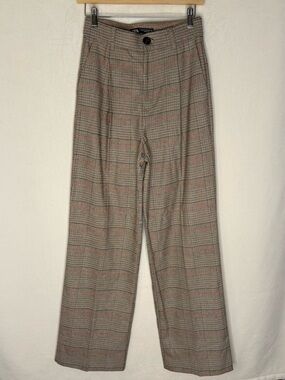 Zara Plaid Trousers in Tan and Brown Glen Check